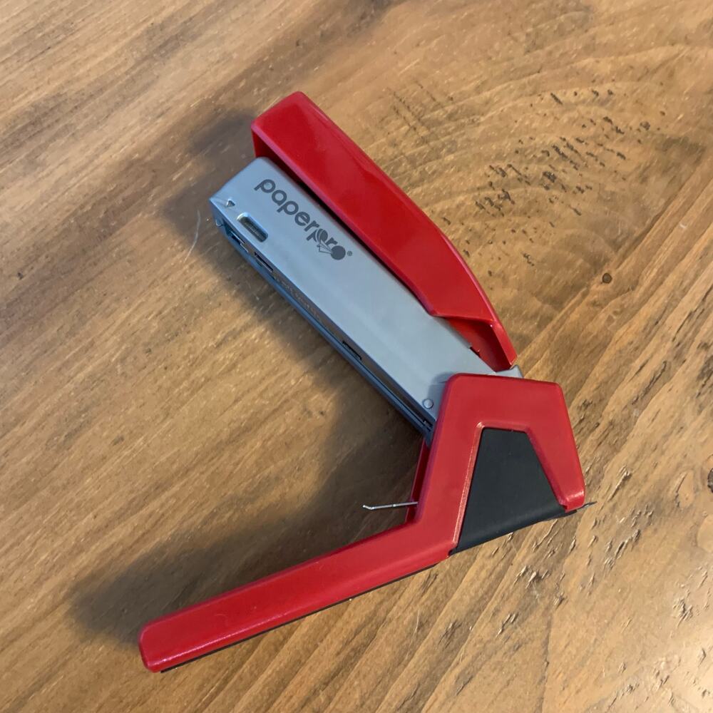 PaperPro Compact Stapler Spring Powered Red Plastic Model 3000 Desktop Injoy - Picture 8 of 10